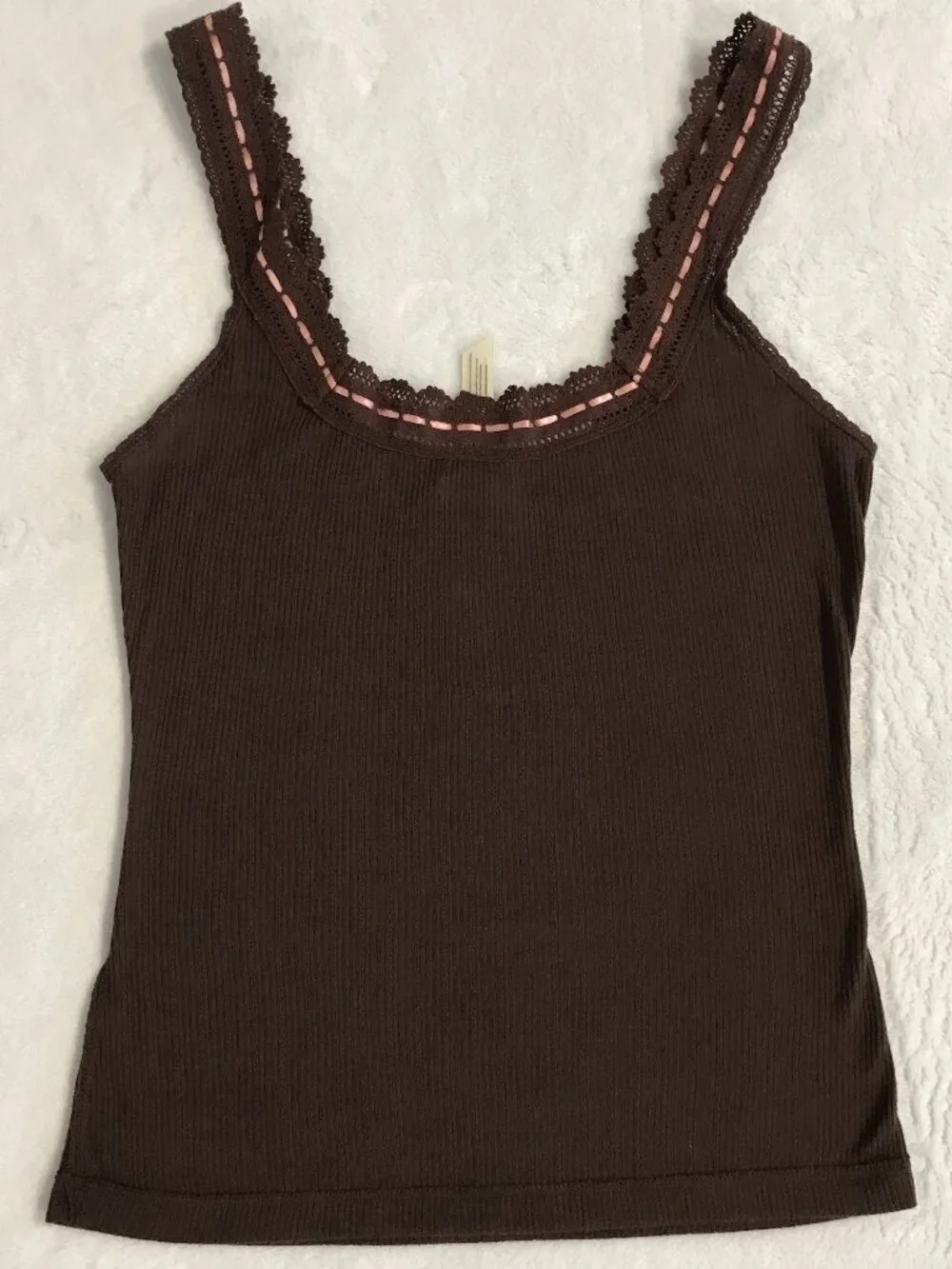 Free People Intimately Only You Lace Rib Tank French Roast Brown S Boho - Picture 7 of 10
